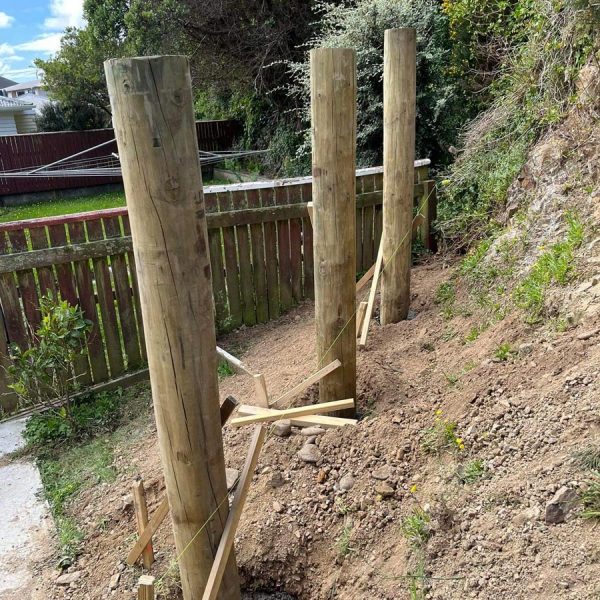 Wooden Retaining Wall And Steps